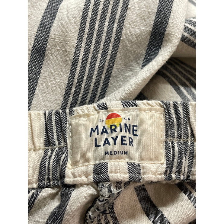 Marine Layer Women's Gray White Striped High Rise Straight Trousers Pants Size M