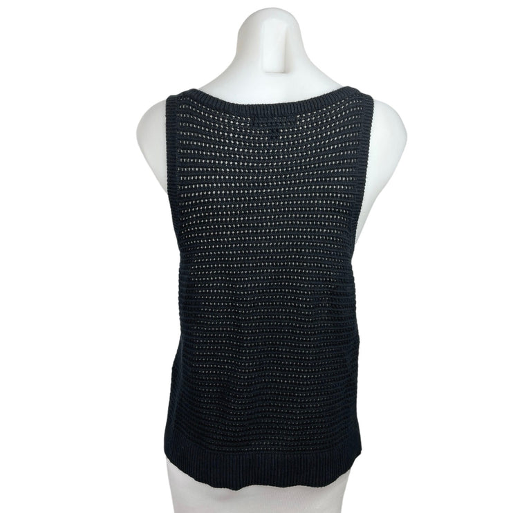 Banana Republic Black Crochet Knit Eyelet Scoop Neck Beach Cover Up Tank Size M