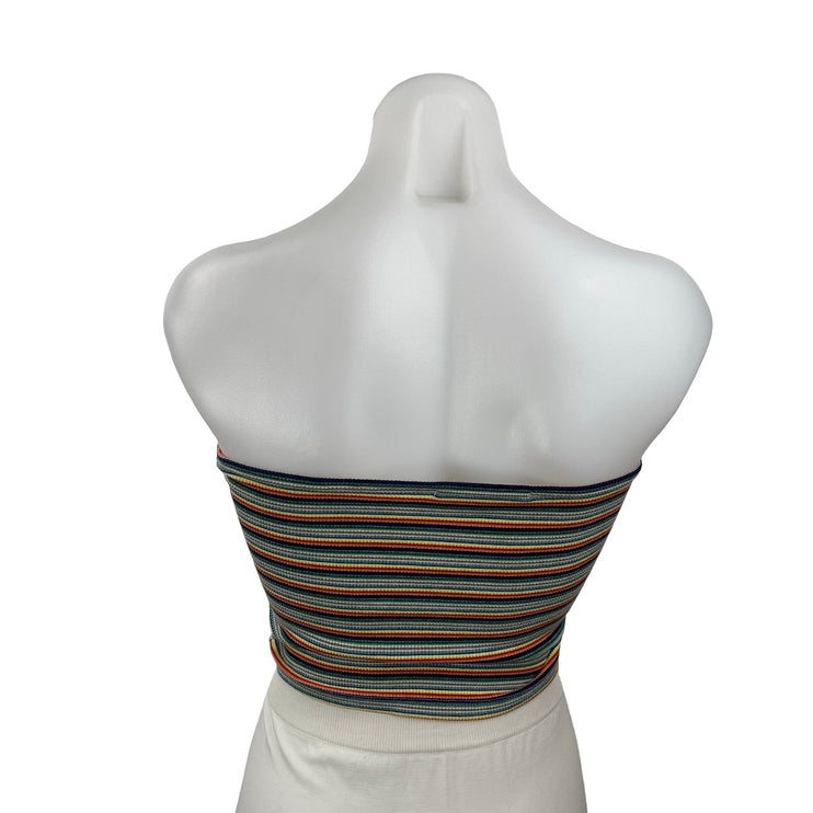 Lot of 2 Brandy Melville Striped Red Multicolor Tube Bandeau Crop Top Size S