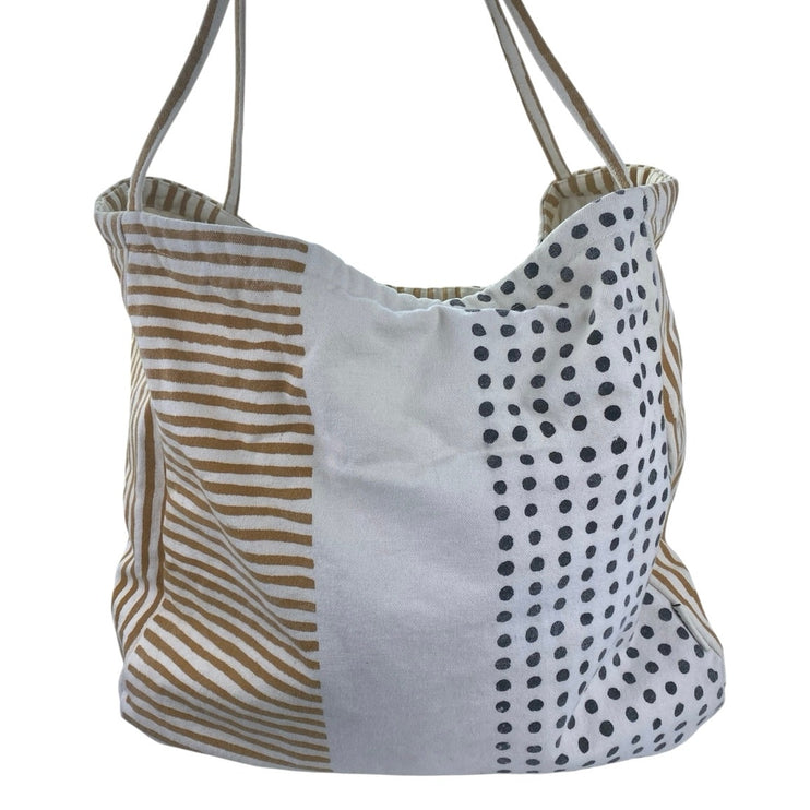 FEED Projects Women's Multicolor Stripe Polka Dots Colorblock Tote HandBag