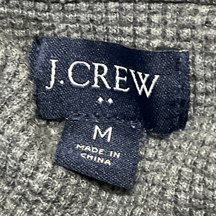 J. Crew Mens Heather Gray Long Sleeves Waffle Knit Henley Pullover Sweater Top M