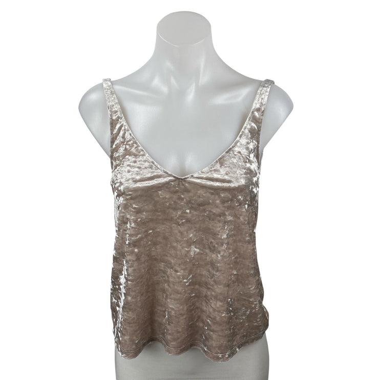 H&M Women's Beige Crushed Velvet Velour Sleeveless Cami Camisole Tank Top Sz XS