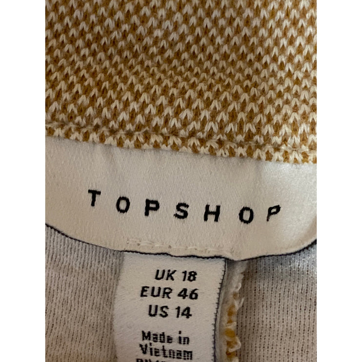 Topshop Women's Tan Beige Tweed Long Sleeve Pocket Blazer Coat Jacket Size 14