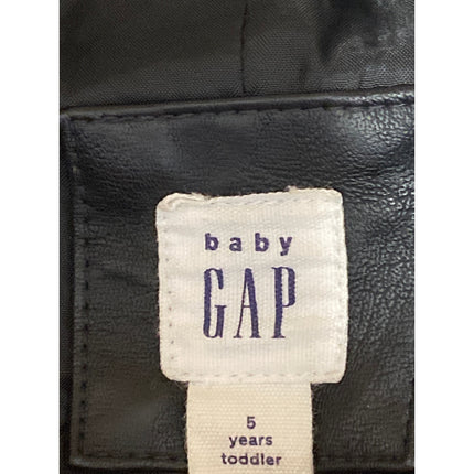 Baby GAP Kid Girls Black Faux Vegan Leather Long Sleeve Moto Biker Coat Jacket 5