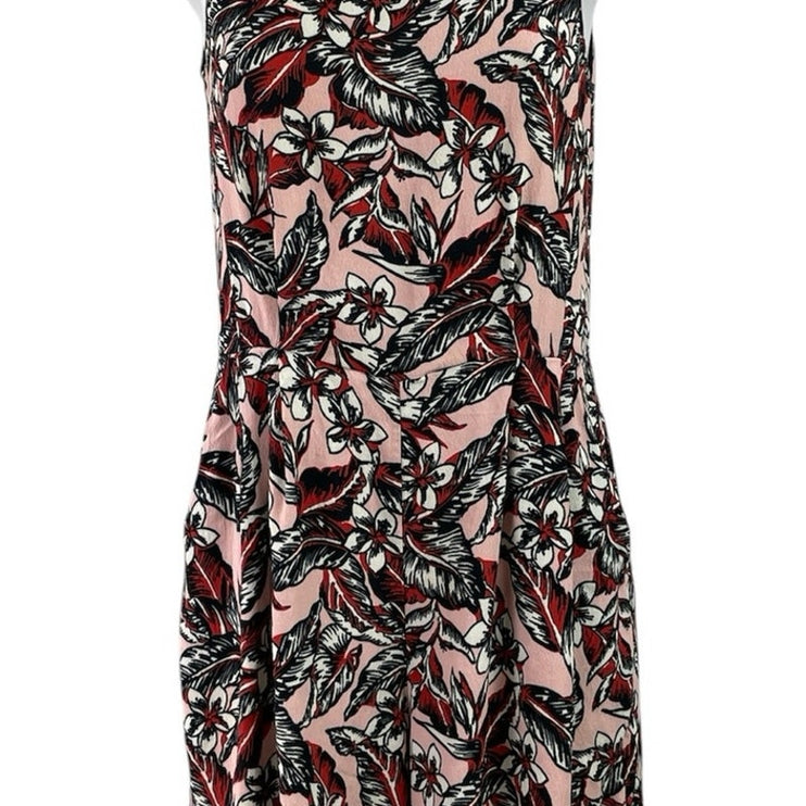 Zara Tropical Floral Sleeveless Pleated Mini Tank Flare A-Line Romper Jumpsuit L