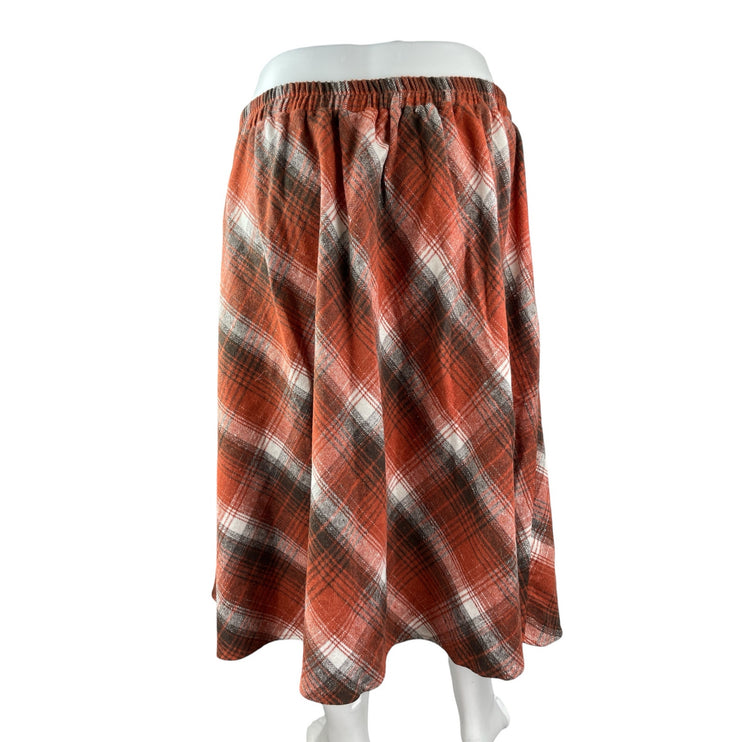NEW Bloomchic Womens Multicolor Plaid High Rise Flared A-Line Maxi Midi Skirt 26