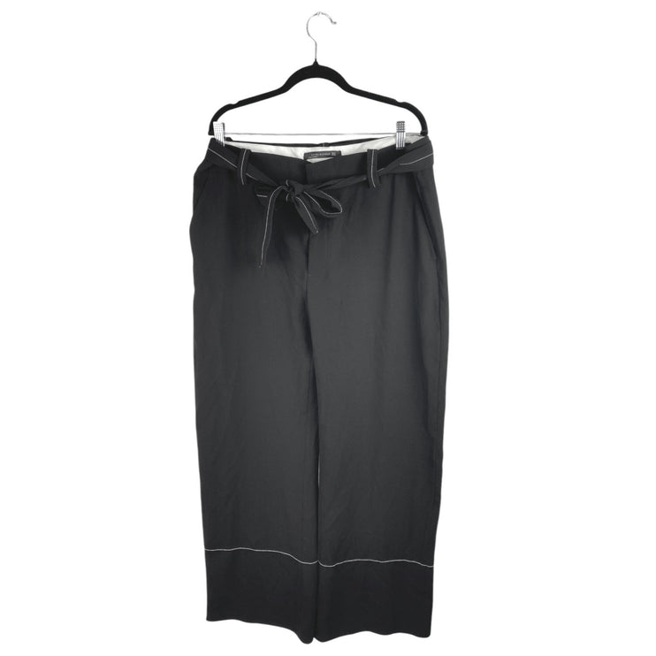 NEW Zara Women's Black Wide Leg High Waist Tie Belted Trousers Dress Pants Sz XL