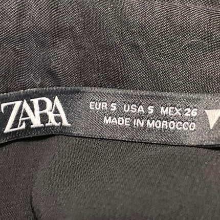 Zara Women's Black Long Sleeve Tie Waist Button Up Mini Shirt Dress Size S