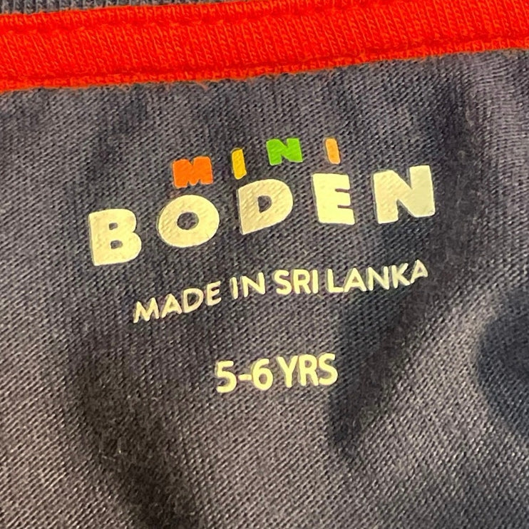 Mini Boden Kids Girls Navy Blue Guinea Pig Crew Neck Long Sleeve Top Size 5-6