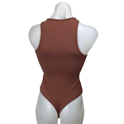 Abercrombie & Fitch Brown Rib Knit Sleeveless Cami Bodysuit Sweater Tank Top XS