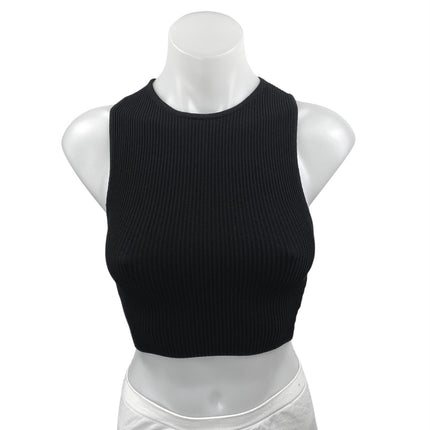 Aritzia Babaton Women's Black Sleeveless Ribbed Knit Racerback Crop Tank Top XS