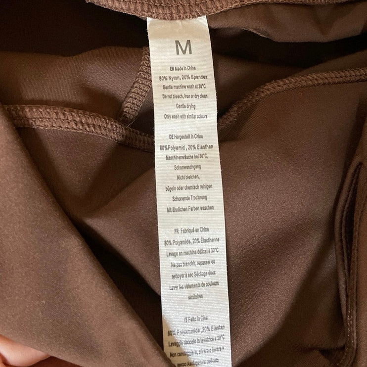 Womens Brown High Rise Yoga Gym Athletic Palazzo Wide Leg Flare Leggings Pants M