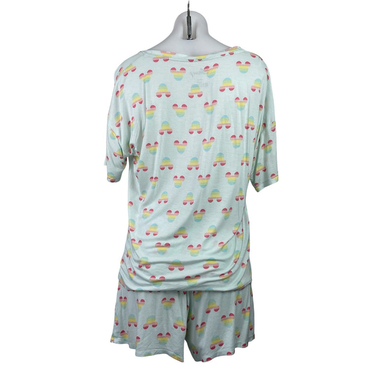 Disney Mickey Mouse Women's Green Short Sleeve Pajama Top & Shorts Set Size S