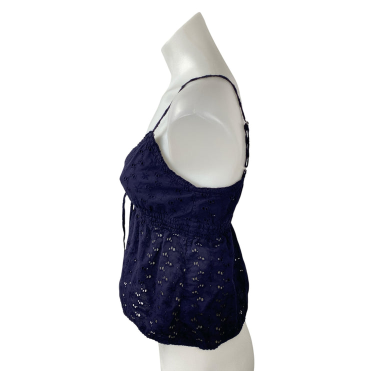Brandy Melville Edith Blue Floral Eyelet V Neck Sleeveless Camisole Tank Top S