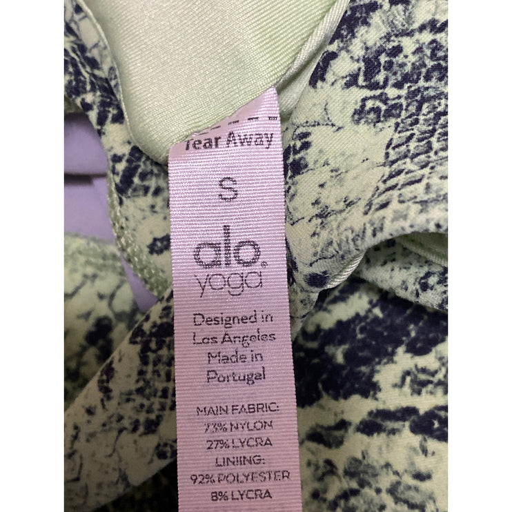 Alo Yoga Vapor Snakeskin Green Sports Bra High Rise Leggings Two Piece Set Sz S