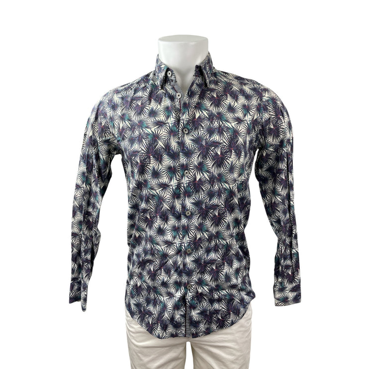 Ted Baker Men's Multicolor Leaf Casual Long Sleeve Button Down Shirt Top Size M