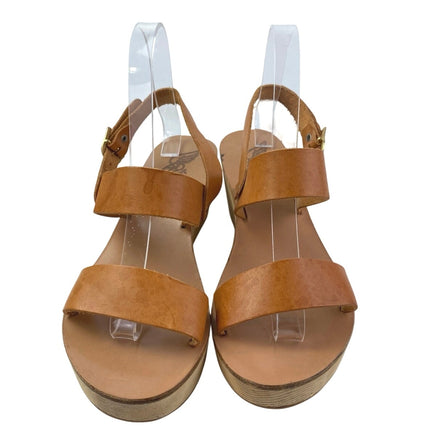 Ancient Greek Sandals Women's Brown Leather Open Toe Slingback Wedge Heels Sz 8