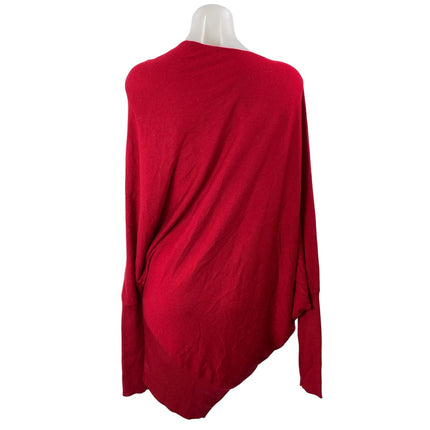 Oak + Fort Women's Red Wool Knit Asymmetric Long Sleeve Tunic Sweater Top Size S