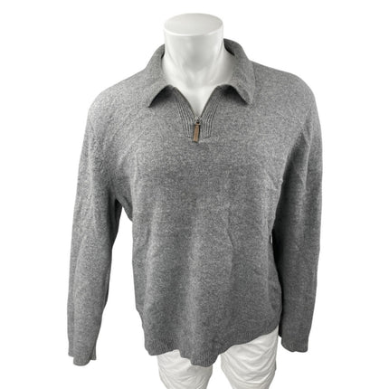 Lafayette 148 Men's Gray Long Sleeve Collar 1/4 Zip Knit Sweater Top Size L
