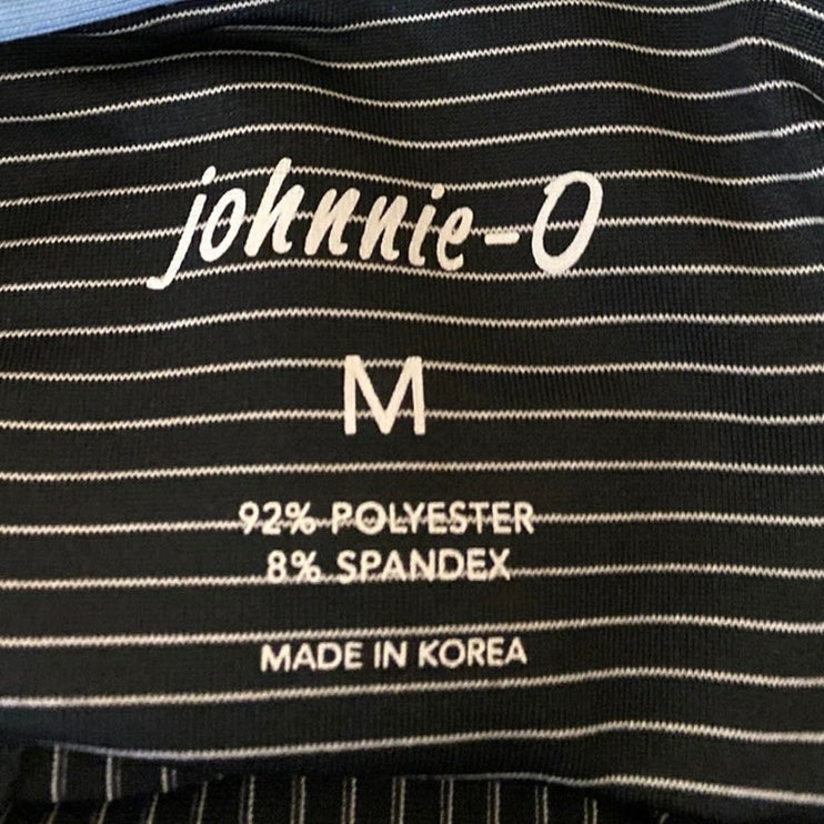 Johnnie-O Mens Black Striped Embroidered Short Sleeve Slim Golf Polo Shirt Top M