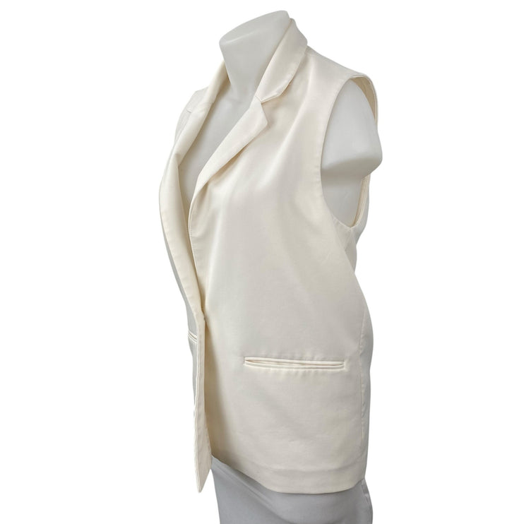 Abercrombie & Fitch White Notched Collar Sleeveless Vest Blazer Coat Jacket M