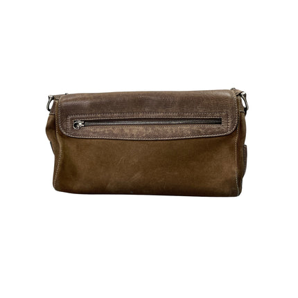 Davide Cenci Womens Brown Suede Leather Flap Front Hobo Shoulder Bag Handbag