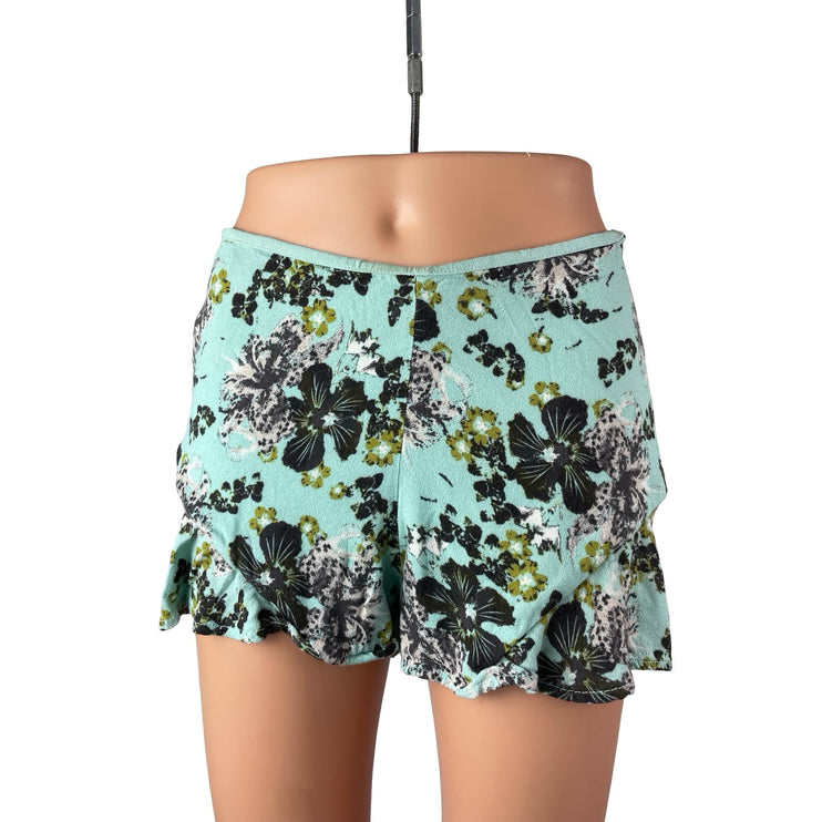Free People Fiona Women's Green Floral Mid Rise Casual Lounge Flutter Shorts 4