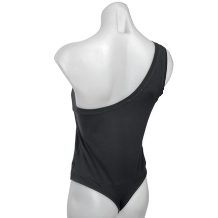 Cotton Citizen Brisbane Women's Black One Shoulder Sleeveless Bodysuit Top Sz L