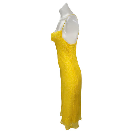 Urban Outfitters Yellow Dotted Polka Dots Sleeveless Cowl Neck Cami Slip Dress S