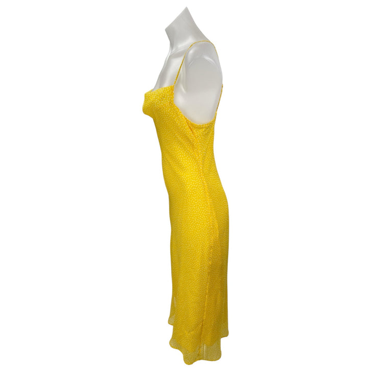 Urban Outfitters Yellow Dotted Polka Dots Sleeveless Cowl Neck Cami Slip Dress S