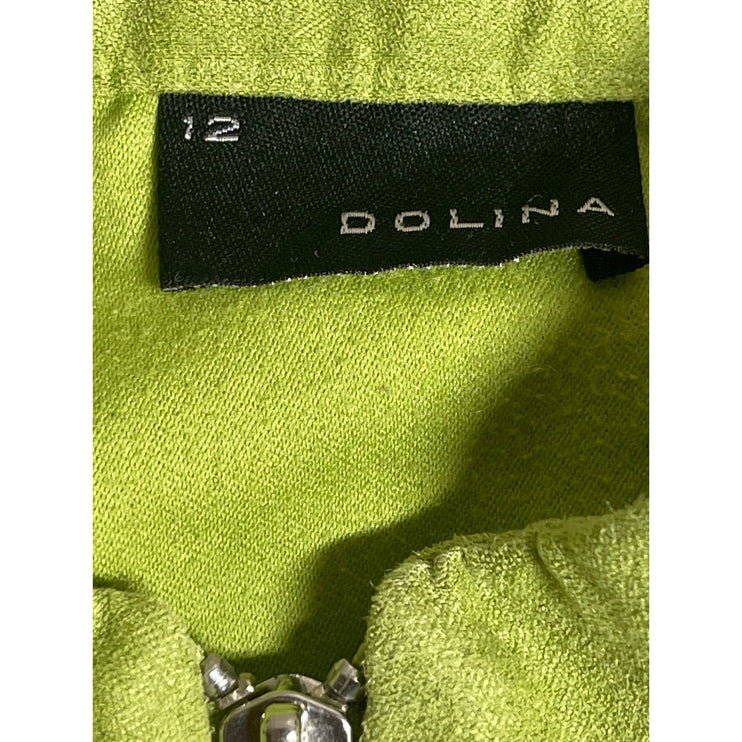 Dolina Women's Green Faux Suede High Neck Zip Up Long Sleeve Coat Jacket Size 12