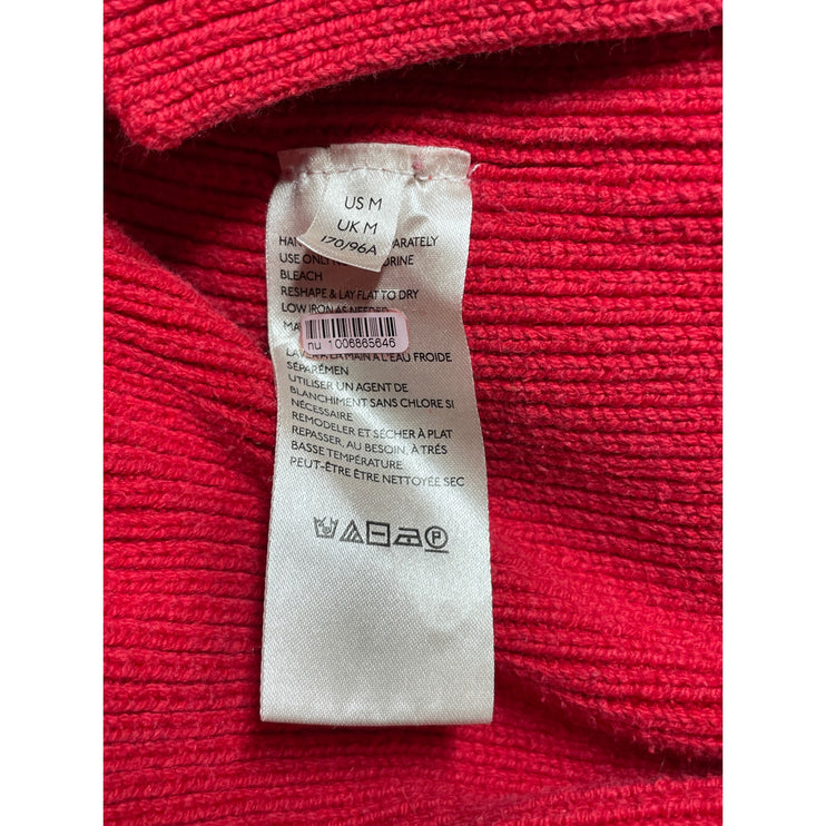 Free People Women's Red Ribbed Mock Neck Long Sleeve Sweatshirt Sweater Top M