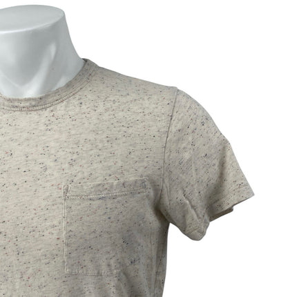 J.Crew Men's Beige Short Sleeve Speckled Crew Neck Pocket T Shirt Tee Top Sz S