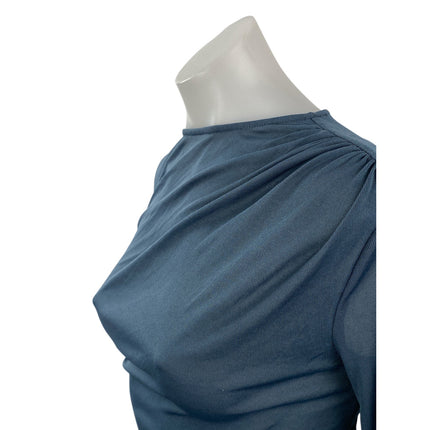 NEW Zara Asymmetric Knot Women's Drape Ruched Long Sleeve Midi Bodycon Dress XS