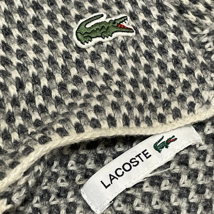 Lacoste Women's Black Gray Textured Knit Snow Wrap Shawl Neck Scarf Size OS