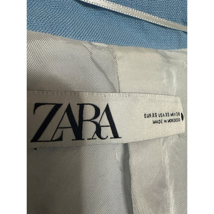 Zara Women's Blue Double Brestaed Long Sleeve Noct Collar Blazer Coat Jacket XS