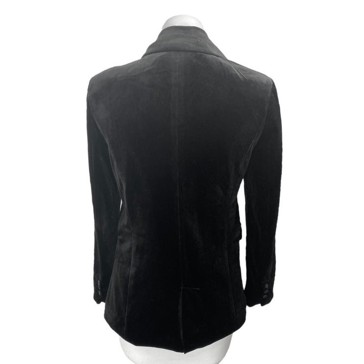 Blank NYC Black Velvet Velour Long Sleeve One Button Blazer Coat Jacket Size XS