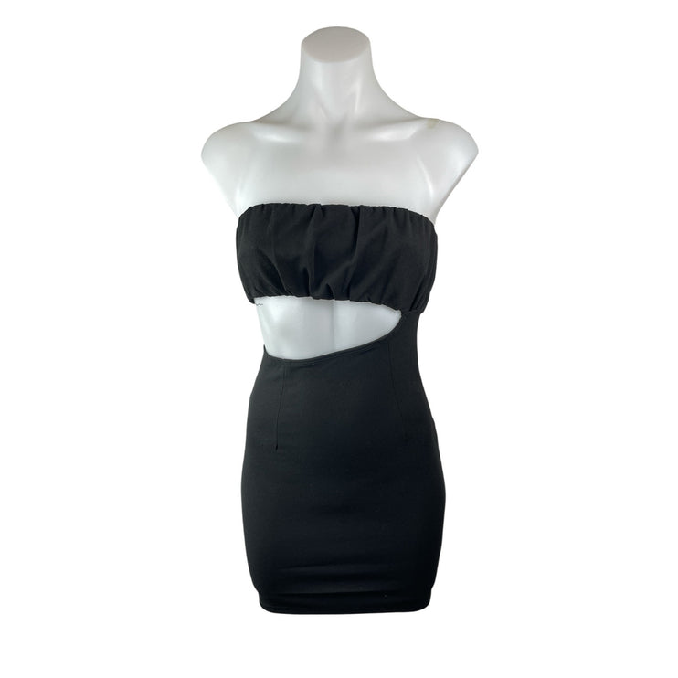 Princess Polly Womens Black Cut Out Sleeveless Tube Bandeau Mini Bodycon Dress 2