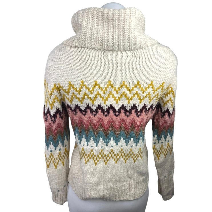 LOFT Multicolor Fair Isle Turtleneck Cozy Chunky Knit Pullover Sweater Top Sz XS