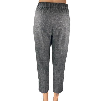 Aritzia Babaton Atelier Gray Wool Plaid High Rise Tapered Trousers Pants Size 2