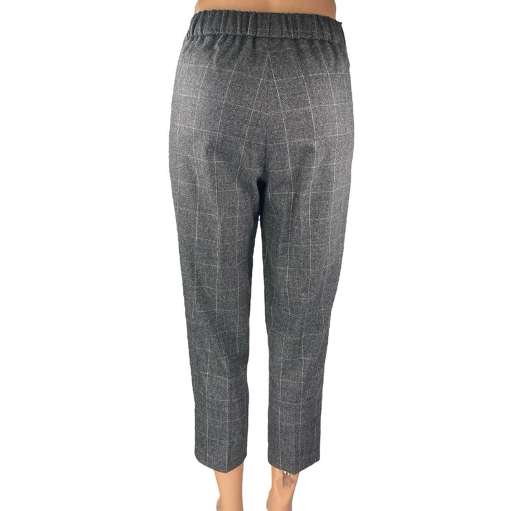 Aritzia Babaton Atelier Gray Wool Plaid High Rise Tapered Trousers Pants Size 2