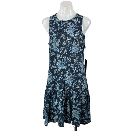 NEW Tuckernuck Blue Floral Sleeveless Ruffle Drop Waist Tank Mini Dress Size M