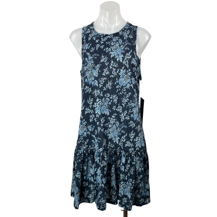 NEW Tuckernuck Blue Floral Sleeveless Ruffle Drop Waist Tank Mini Dress Size M