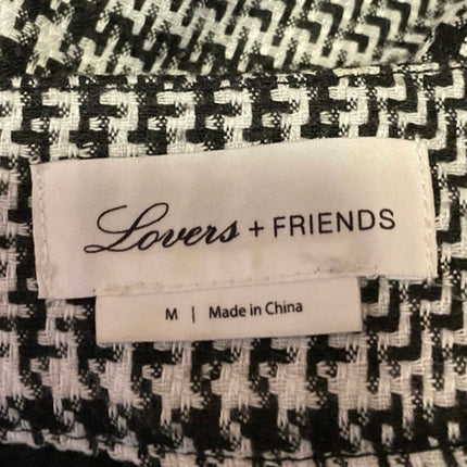 Lovers + Friends Betty Black White Plaid Checkered Fringe Trousers Pants Size M