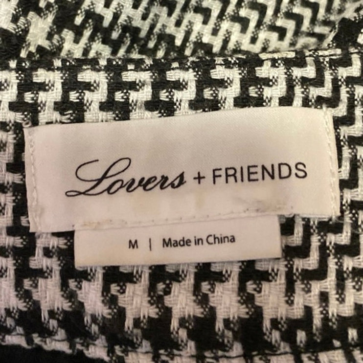 Lovers + Friends Betty Black White Plaid Checkered Fringe Trousers Pants Size M