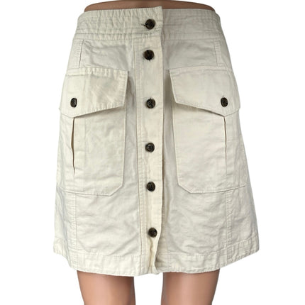 Banana Republic White Linen Button Knee Length Straight Pencil Cargo Skirt Sz 0
