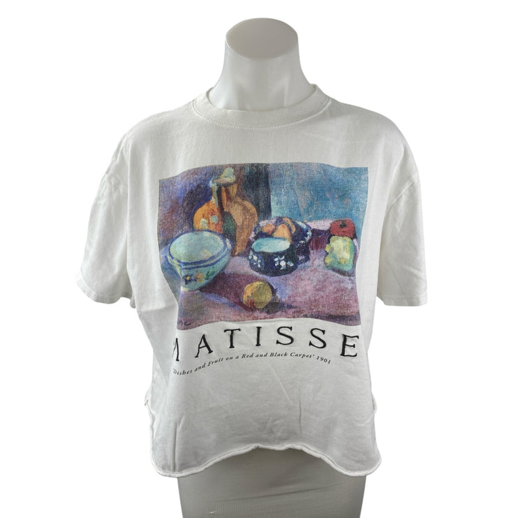 Abercrombie & Fitch Womens White Matisse Crewneck Boyfriend T Shirt Tee Top Sz M