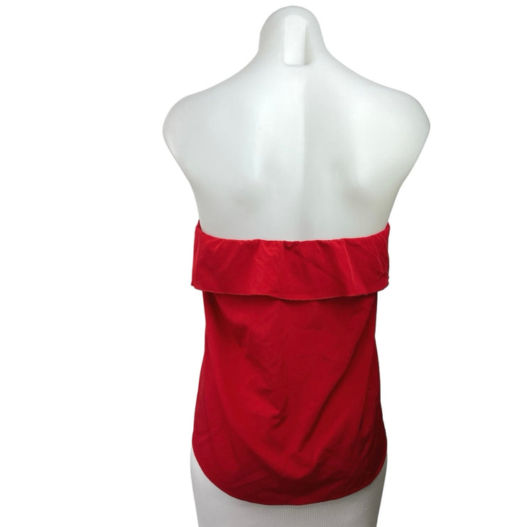 Free People Intimately Red Strapless Stretch Ruffle Sleeveless Blouse Top Size M