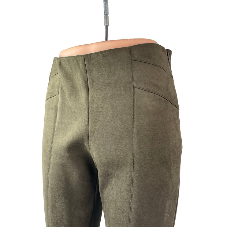 Zara Women's Olive Green Faux Suede High Rise Tapered Trousers Pants Size M