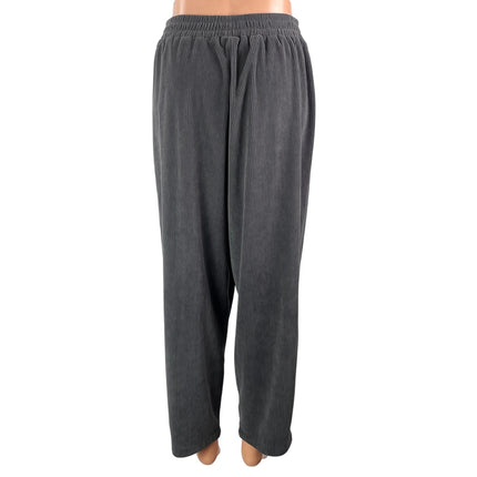 Evaless Women's Gray High Rise Elastic Waist Relaxed Tapered Trouser Pants Sz M